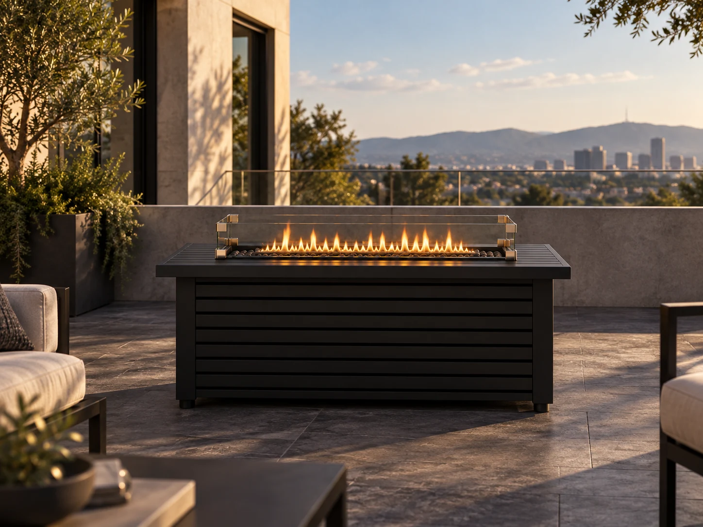 Ignite — masă cu foc într-un ambient exterior